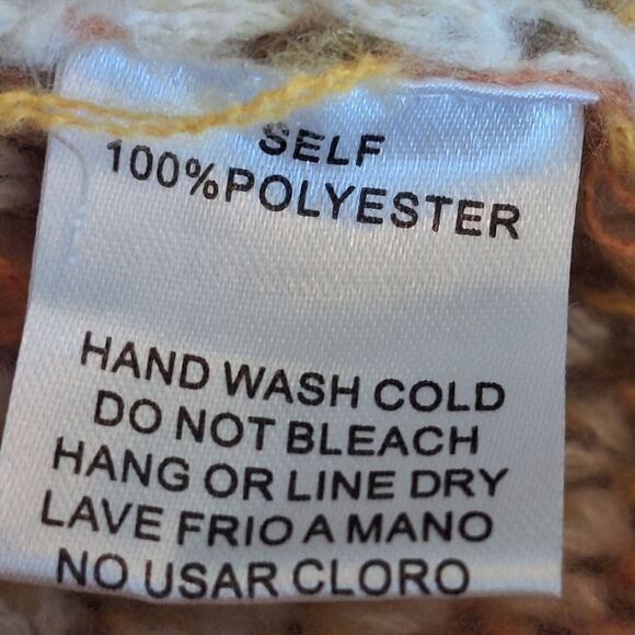 Smiley Face Sweater Yellow Striped Loose Knit Pullover Small by Easel NWT Cream - Picture 16 of 16